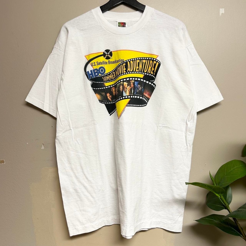 Vintage 90s HBO Summer Movie Adventure Promo Shirt Fruit of the Loom XL White